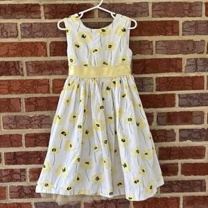 Vintage Yellow Poppy Tulle Slip Dress Girls 5‎ 100% Cotton Cottagecore by UR IT